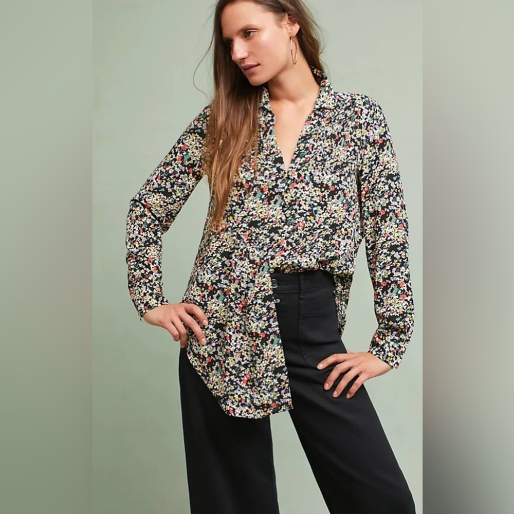 Anthropologie Maeve Matilda Buttondown Floral Shirt Size S